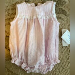 Pink Seersucker Kids One Piece